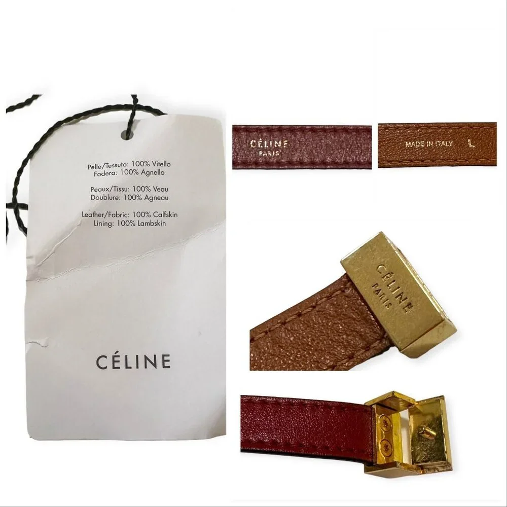CÉLINE Triple Tour Wrap Leather Bracelet Burgundy Gold Phoebe Philo Era L NIB - Picture 7 of 14